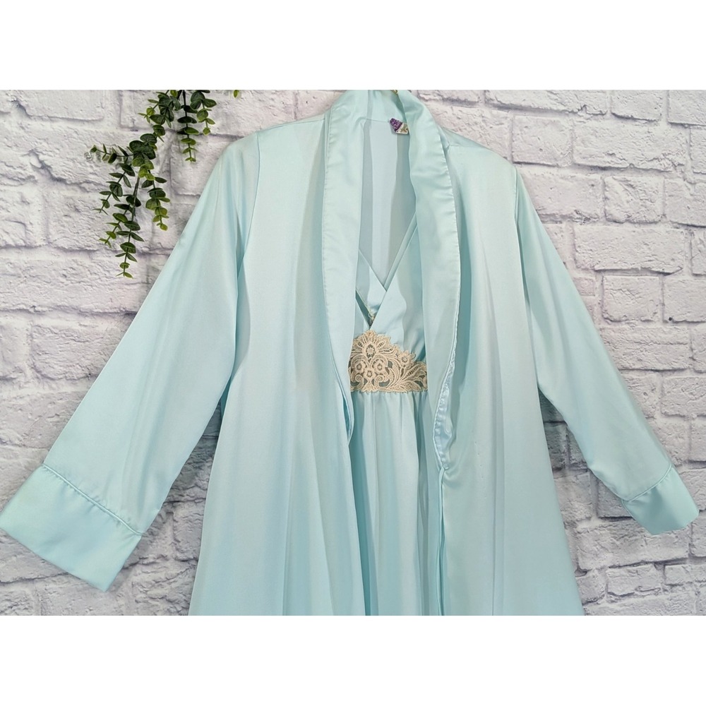 GORG!😍Bert Yelin for Iris Lace‎ Nightgown Robe SET P-Small 9? Union USA *Flaws*
